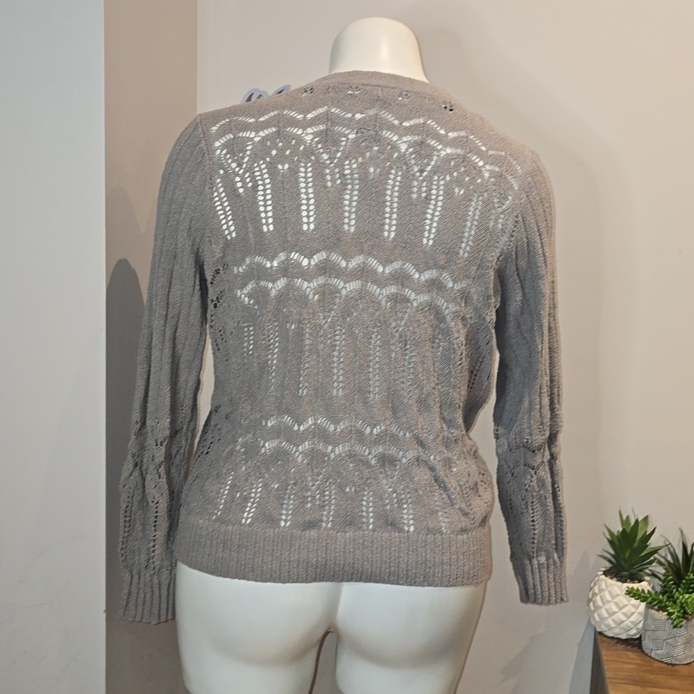Torrid - Pointelle Cardigan V-Neck Sweater in Formal Gray​​​​ - Picture 5 of 12